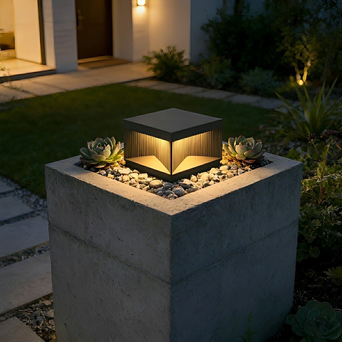 Modern Square Waterproof Fence Outdoor Post Cap Light - Flare Shack