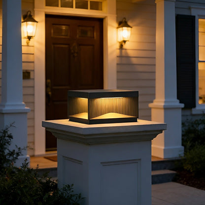 Modern Square Waterproof Fence Outdoor Post Cap Light - Flare Shack
