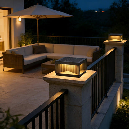 Modern Square Waterproof Fence Outdoor Post Cap Light - Flare Shack