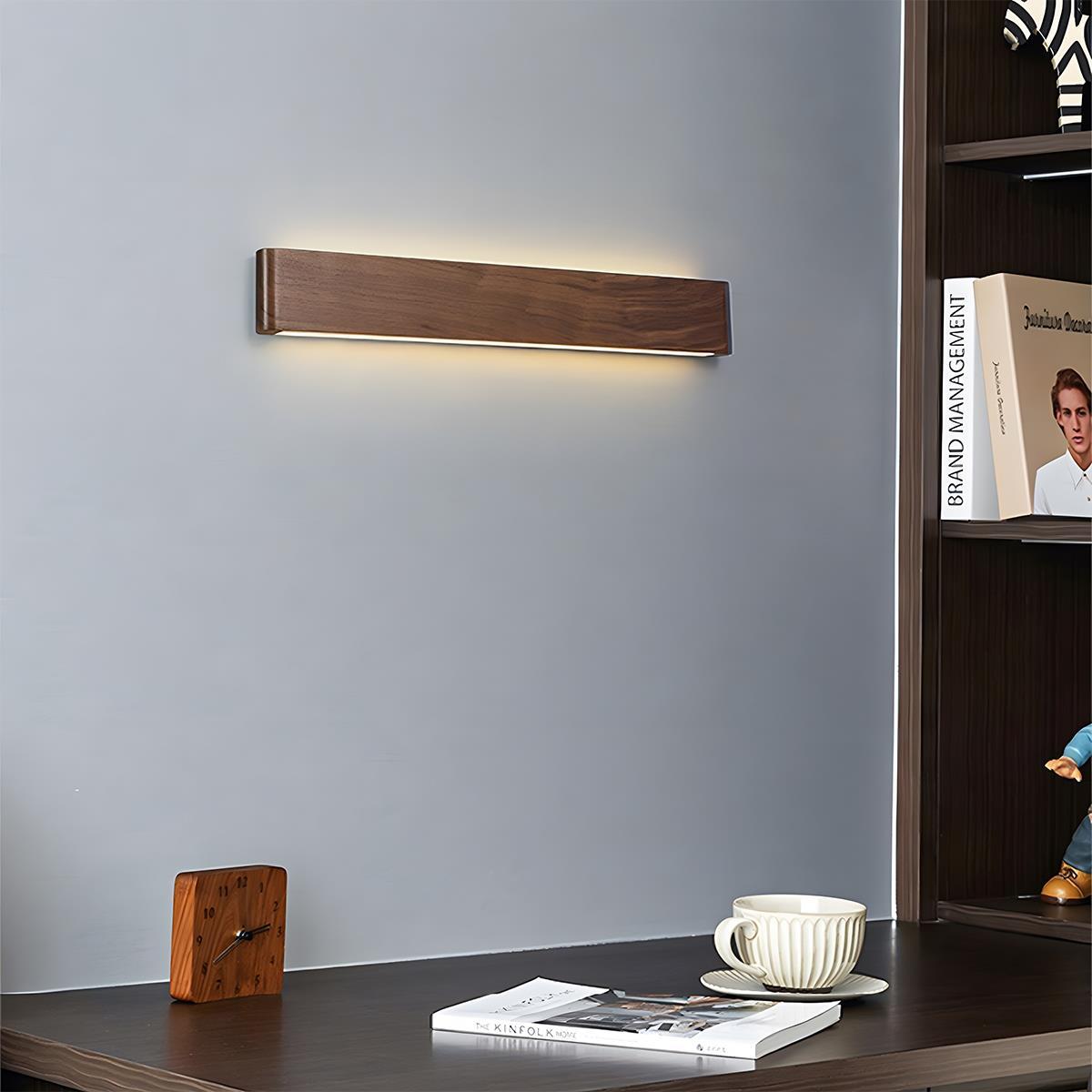 Modern Walnut Solid Wood Rectangular LED Indoor Wall Sconce - Flare Shack