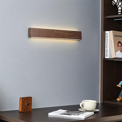 Modern Walnut Solid Wood Rectangular LED Indoor Wall Sconce - Flare Shack
