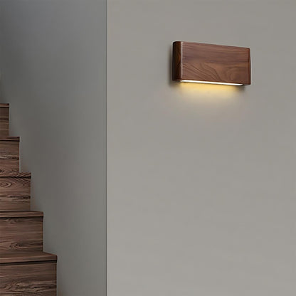 Modern Walnut Solid Wood Rectangular LED Indoor Wall Sconce - Flare Shack