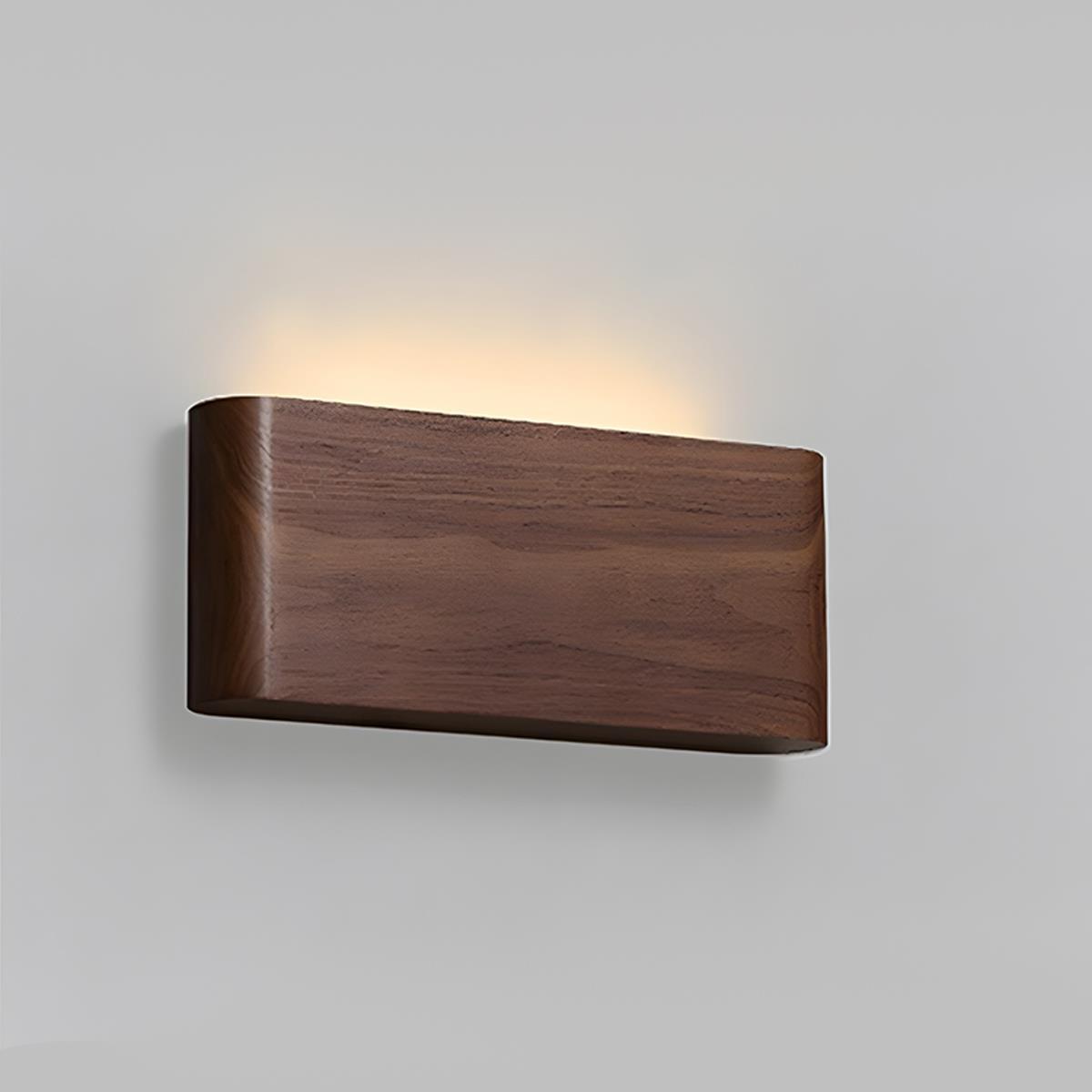Modern Walnut Solid Wood Rectangular LED Indoor Wall Sconce - Flare Shack
