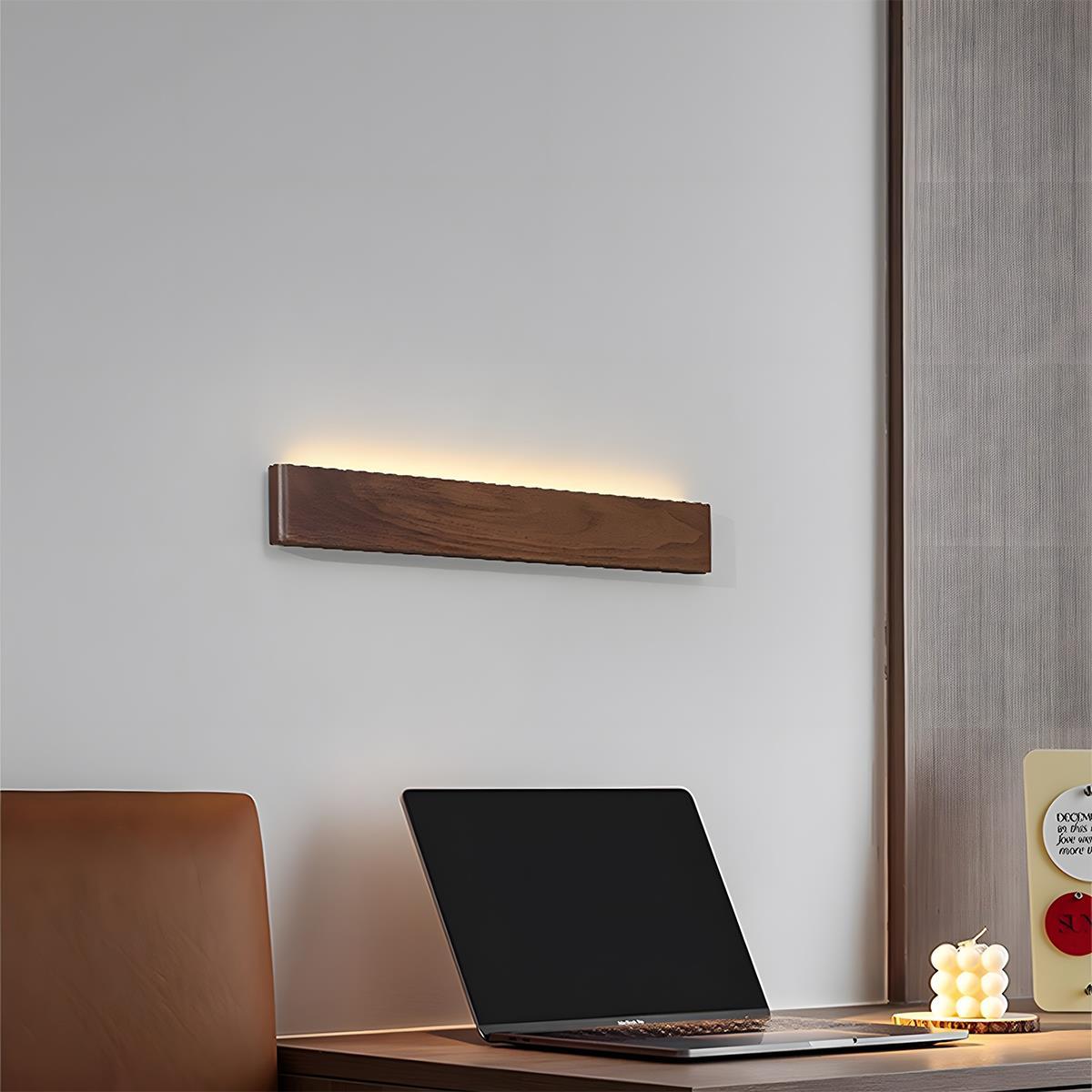Modern Walnut Solid Wood Rectangular LED Indoor Wall Sconce - Flare Shack