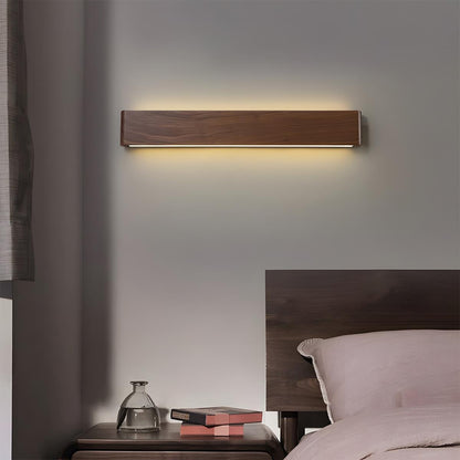 Modern Walnut Solid Wood Rectangular LED Indoor Wall Sconce - Flare Shack