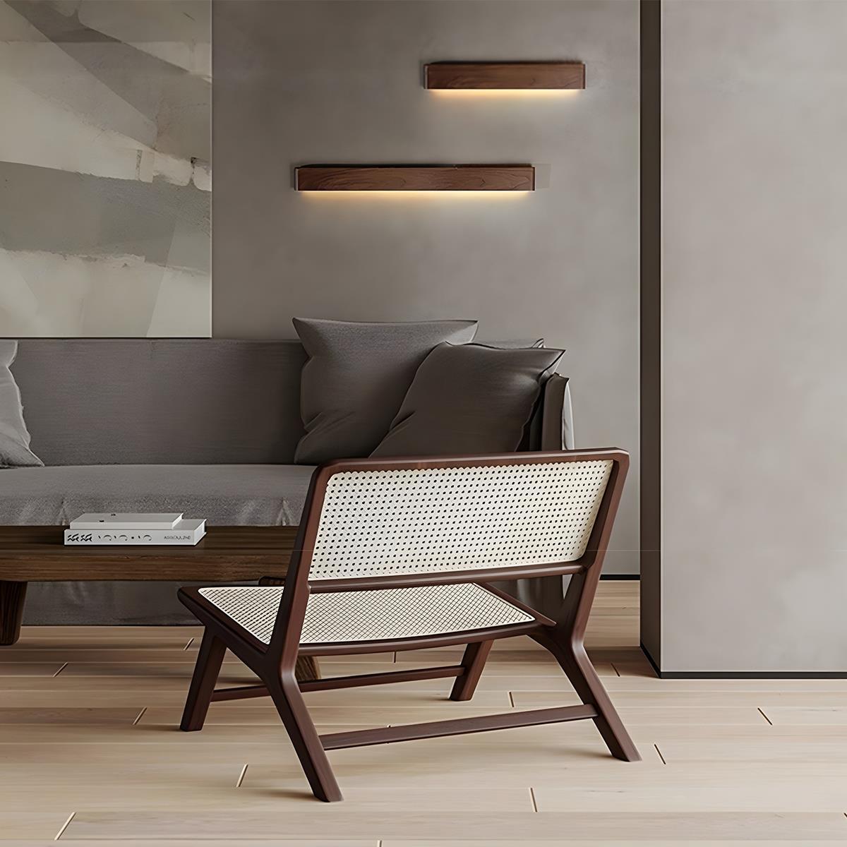 Modern Walnut Solid Wood Rectangular LED Indoor Wall Sconce - Flare Shack