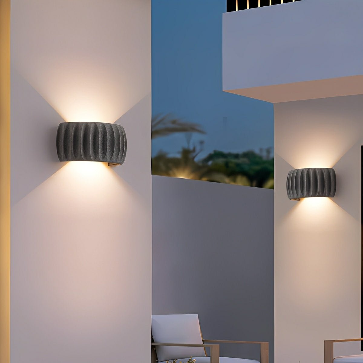 Modern Waterproof Arc Cement Carve Up and Down LED Outdoor Wall Lights - Flare Shack