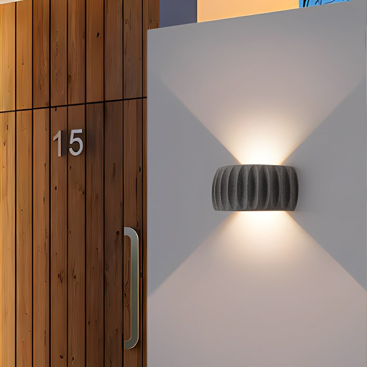 Modern Waterproof Arc Cement Carve Up and Down LED Outdoor Wall Lights - Flare Shack