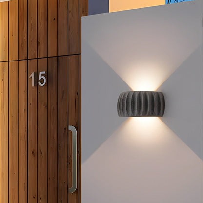 Modern Waterproof Arc Cement Carve Up and Down LED Outdoor Wall Lights - Flare Shack