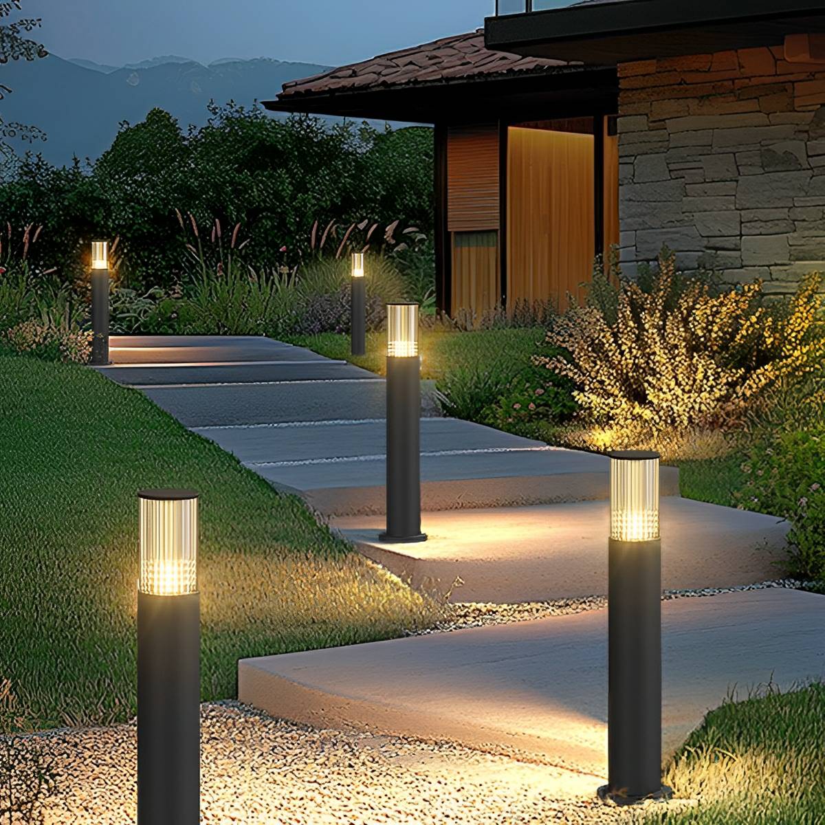 Modern Waterproof Cylinder Outdoor Garden LED Lawn Pillar Lights