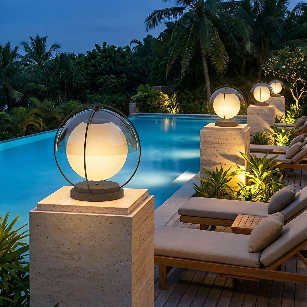 Modern Waterproof Globe Planet LED Outdoor Post Lights - Flare Shack