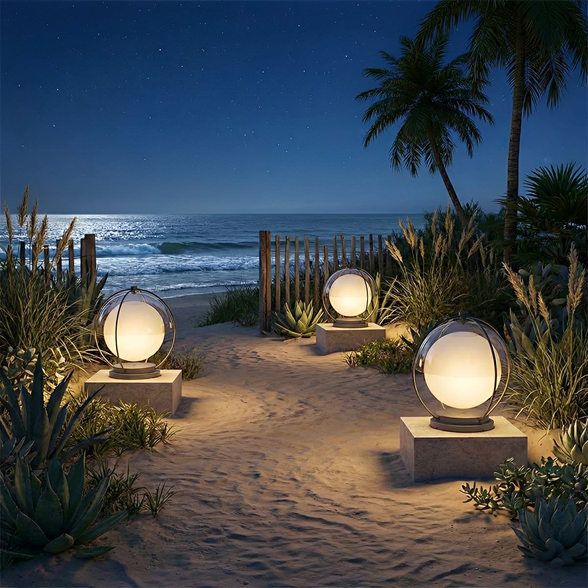 Modern Waterproof Globe Planet LED Outdoor Post Lights - Flare Shack