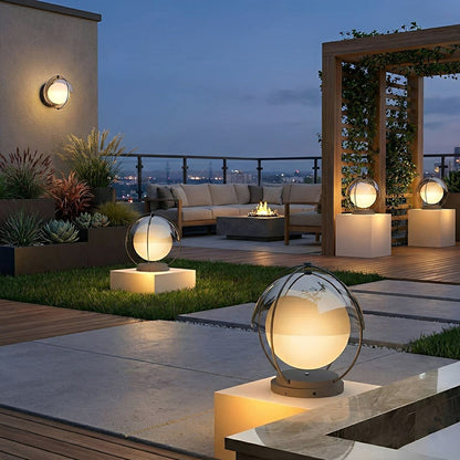 Modern Waterproof Globe Planet LED Outdoor Post Lights - Flare Shack