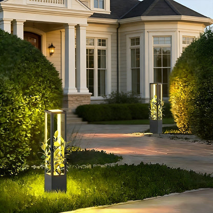 Modern Waterproof Hollow Plants Pot Outdoor LED Lawn Pillar Lights - Flare Shack