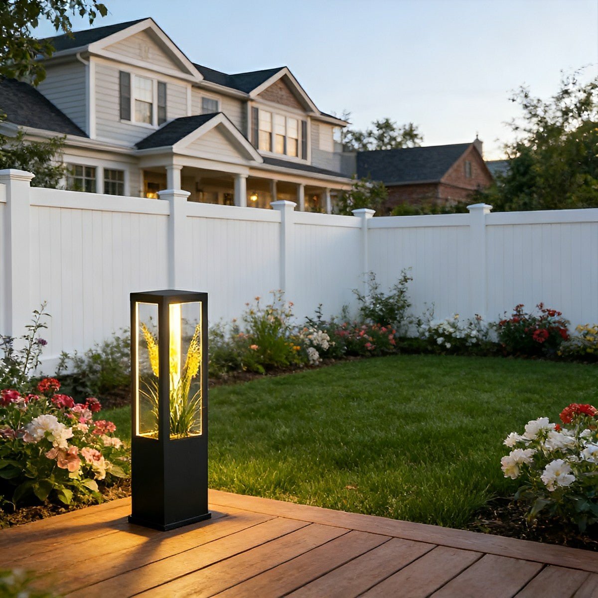 Modern Waterproof Hollow Plants Pot Outdoor LED Lawn Pillar Lights - Flare Shack