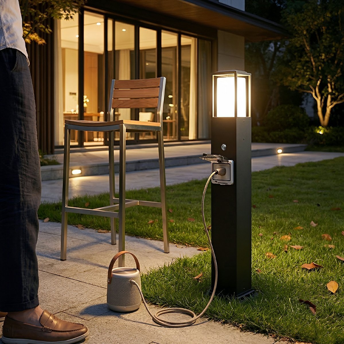 Modern Waterproof Outdoor LED Landscape Path Lights with Socket Charging Station - Flare Shack