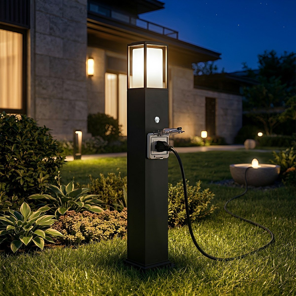 Modern Waterproof Outdoor LED Landscape Path Lights with Socket Charging Station - Flare Shack
