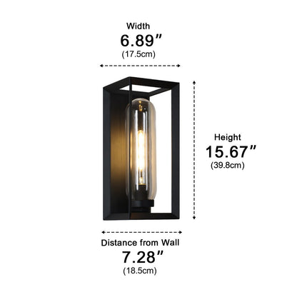 Modern Waterproof Rectangular Glass-Lampshade Outdoor LED Porch Wall Lights