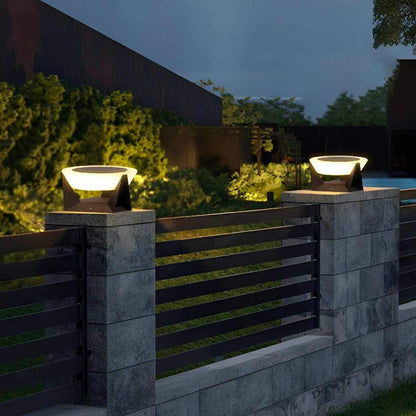 Modern Waterproof Solar Round LED Outdoor Post Lights - Flare Shack