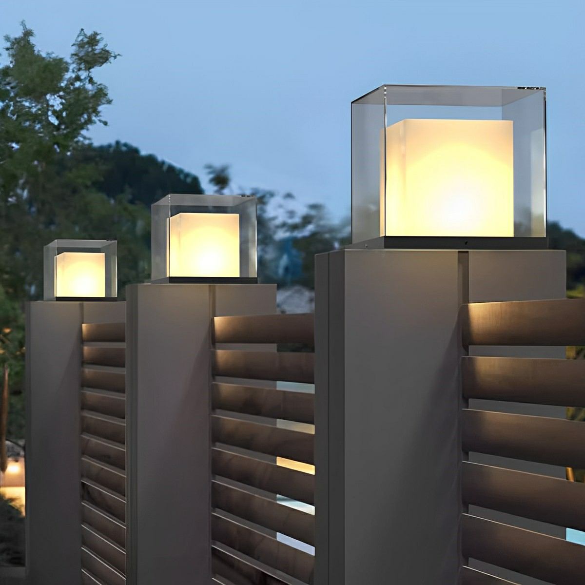 Modern Waterproof Solar Square LED Outdoor Post Lights - Flare Shack