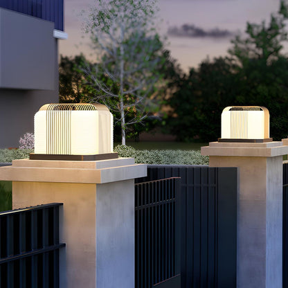 Modern Waterproof Solar Square Steel LED Outdoor Post Lights - Flare Shack