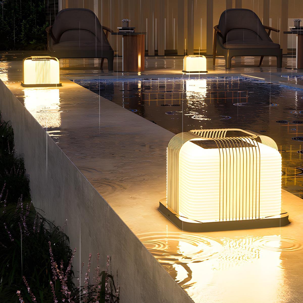 Modern Waterproof Solar Square Steel LED Outdoor Post Lights - Flare Shack