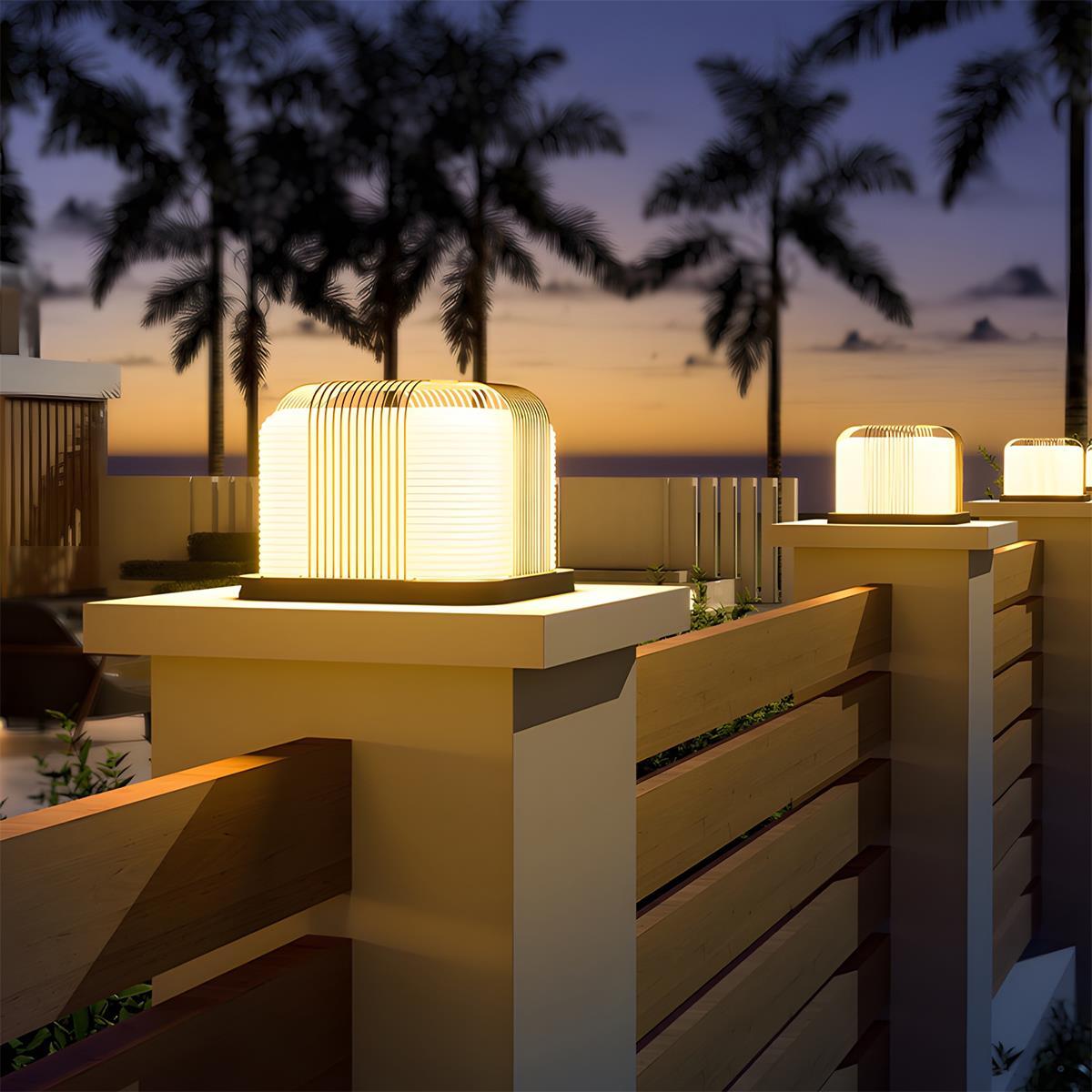 Modern Waterproof Solar Square Steel LED Outdoor Post Lights - Flare Shack
