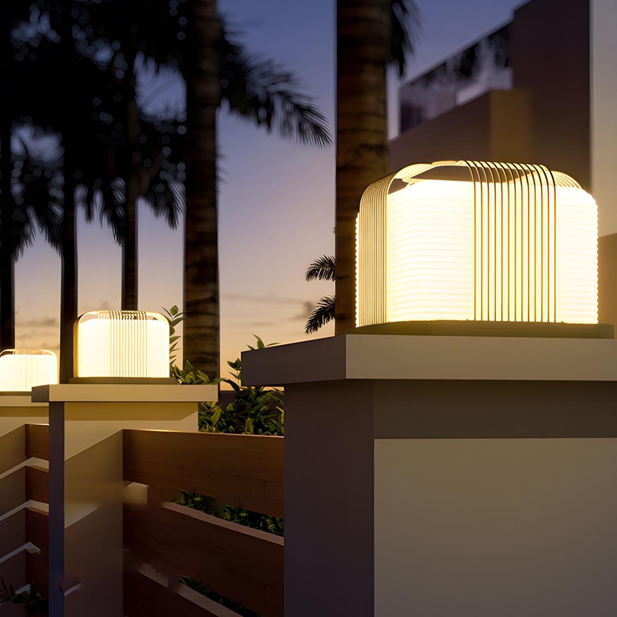 Modern Waterproof Solar Square Steel LED Outdoor Post Lights - Flare Shack