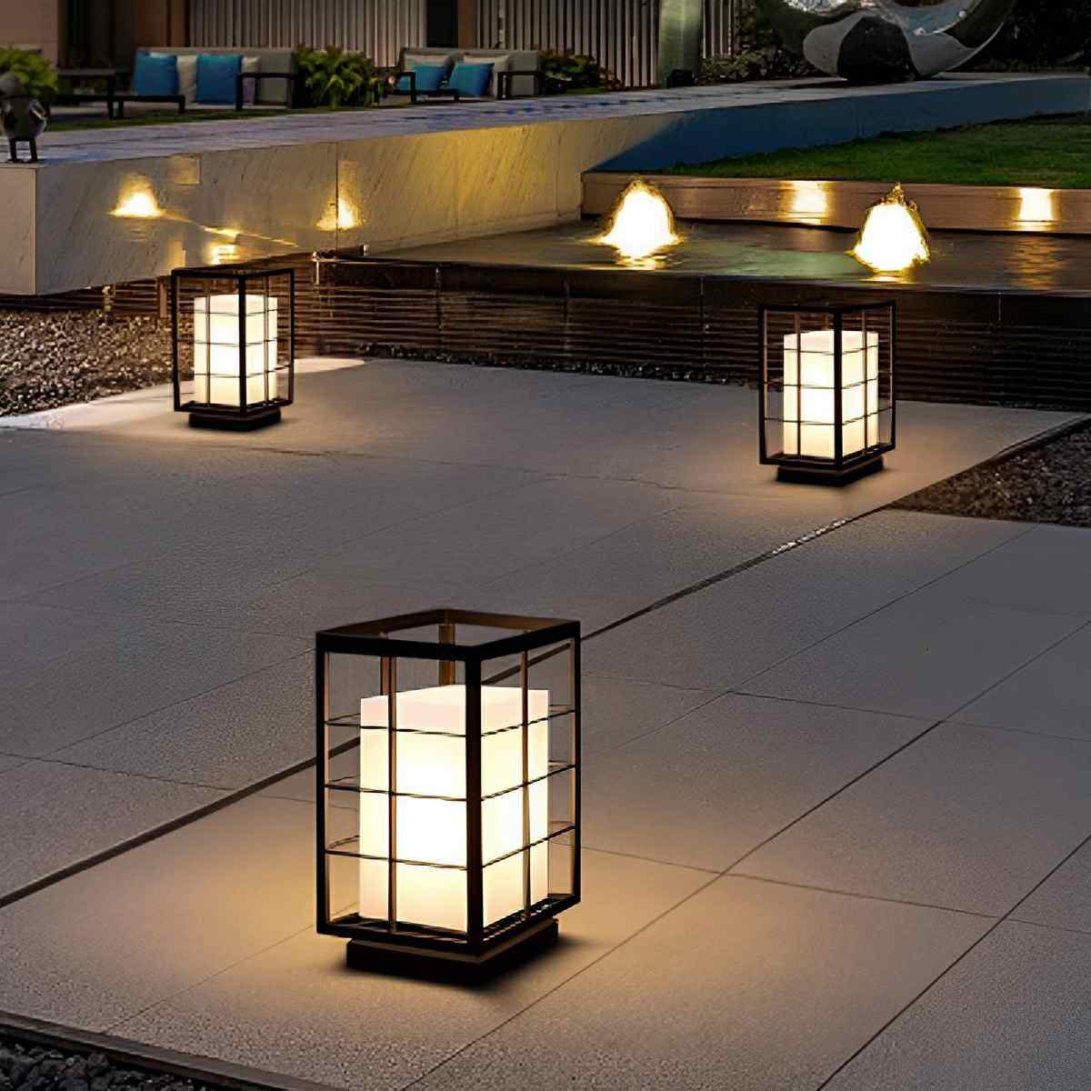 Modern Waterproof Square Lantern LED Outdoor Landscape Lawn Lighting