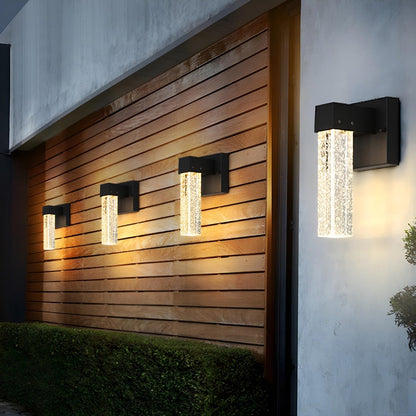 Modern Waterproof Square Long Strip Crystal LED Outdoor Wall Light - Flare Shack