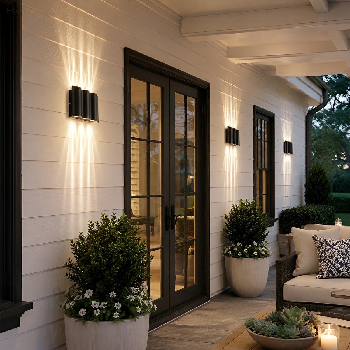 Modern Waterproof Water Wave Up and Down Outdoor Wall Light - Flare Shack