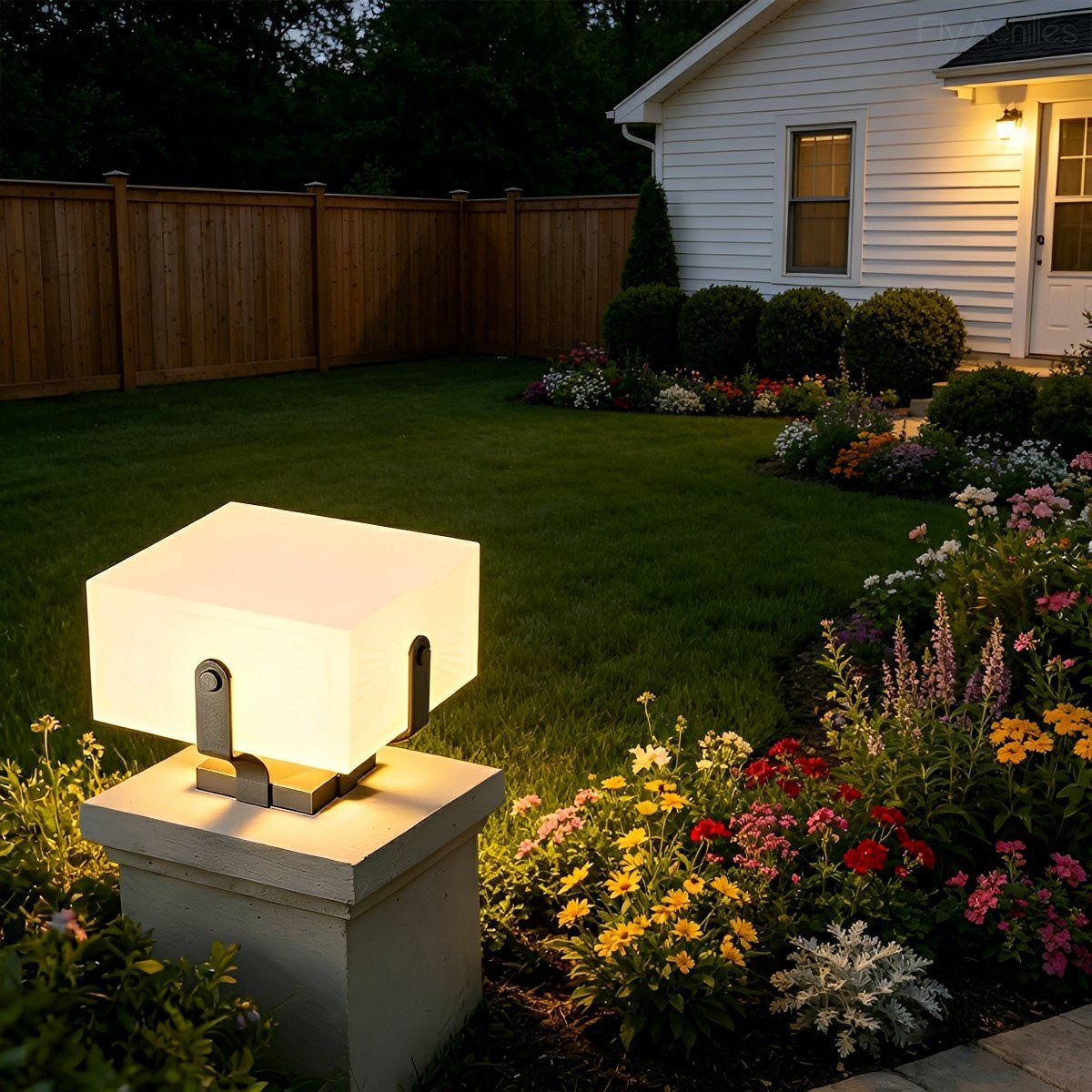 Modern White Square Waterproof Outdoor LED Fence Post Lights - Flare Shack