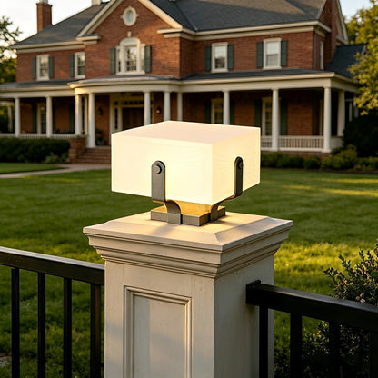 Modern White Square Waterproof Outdoor LED Fence Post Lights - Flare Shack