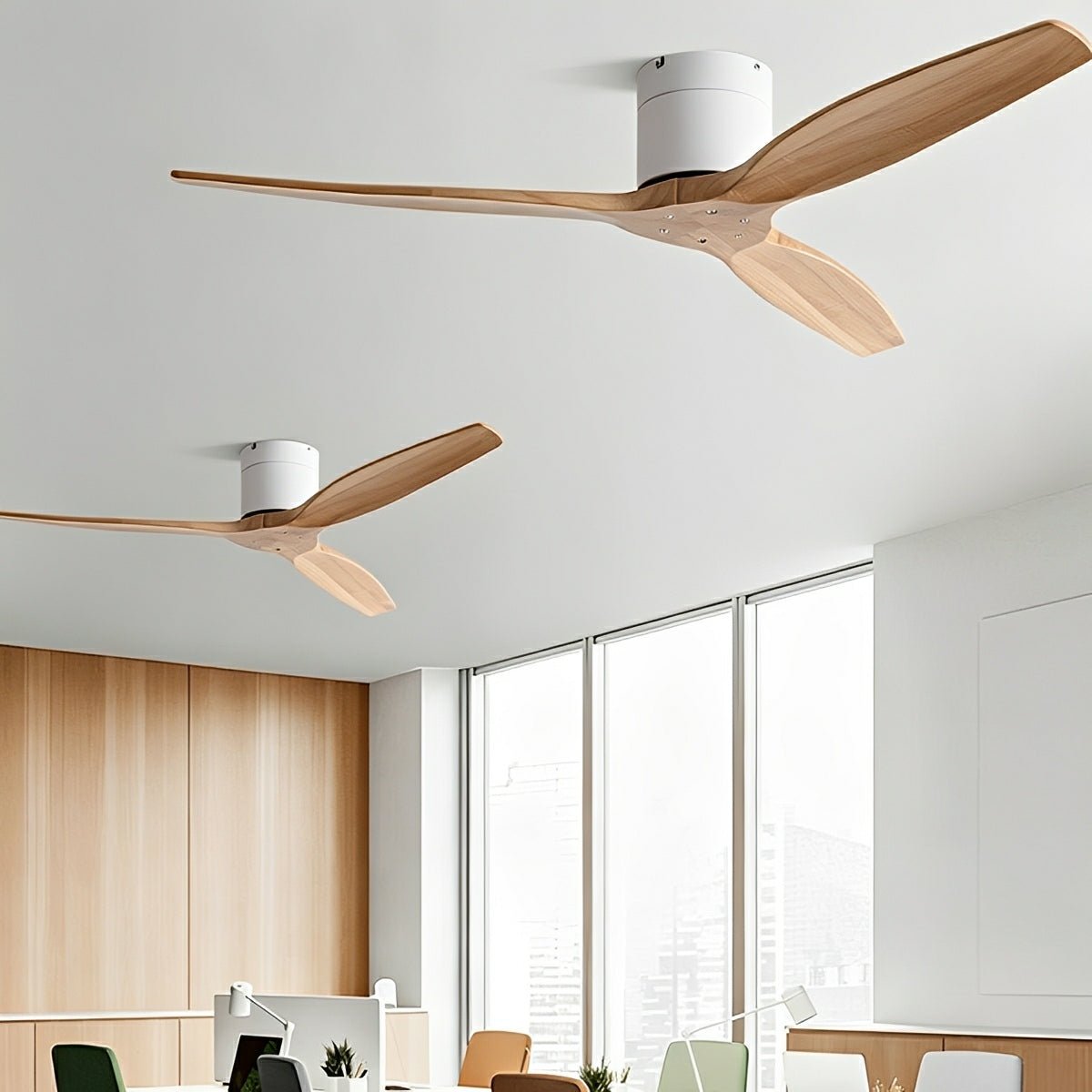 Modern Wing - inspired Wood 3 - Blade DC Motor Reverse Ceiling Fan - Flare Shack