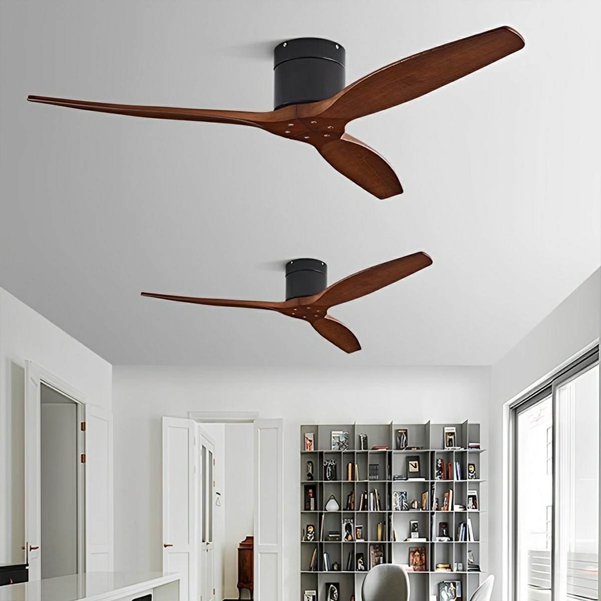 Modern Wing - inspired Wood 3 - Blade DC Motor Reverse Ceiling Fan - Flare Shack