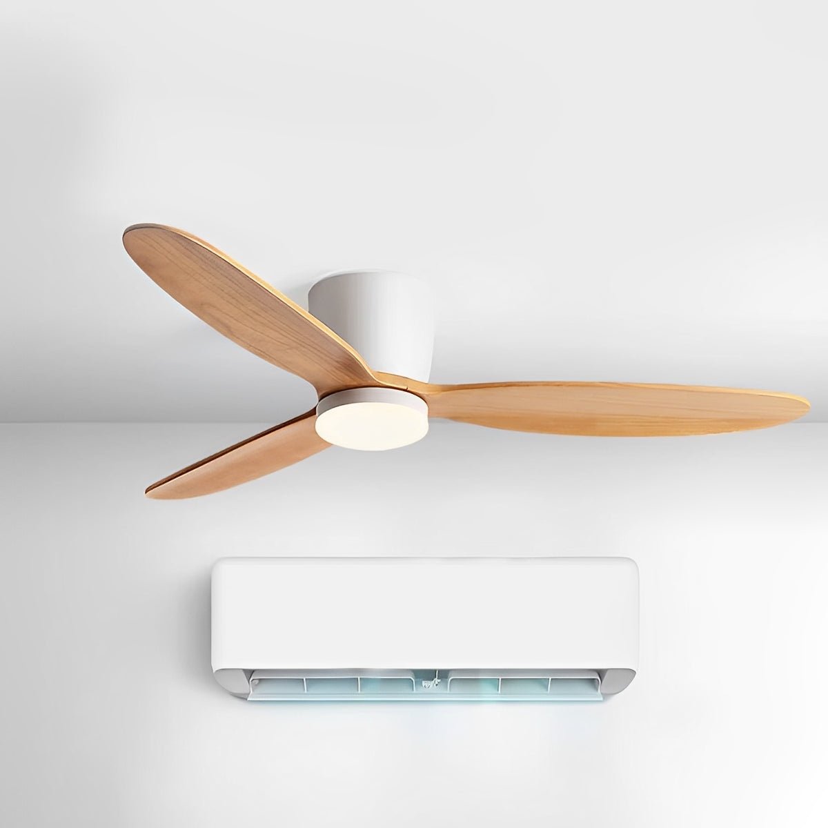 Modern Wood Grain Reverse 6-Speed DC Motor Inverter Ceiling Fan Light