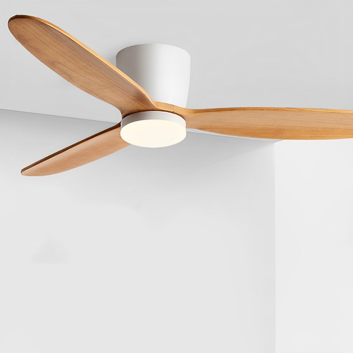 Modern Wood Grain Reverse 6-Speed DC Motor Inverter Ceiling Fan Light