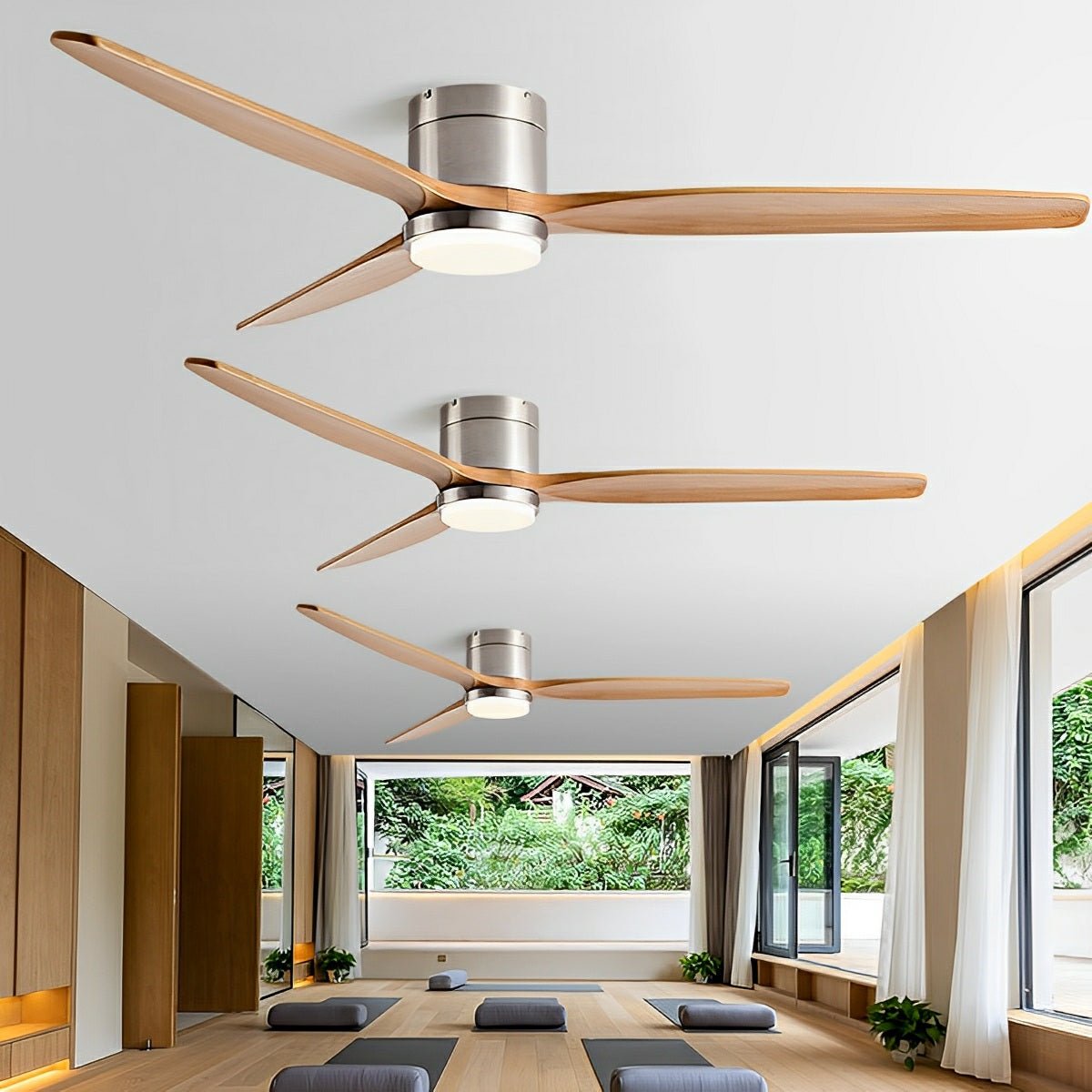 Modern Wood Grain 6-Speed Reverse DC Motor Fan Ceiling Fan Light