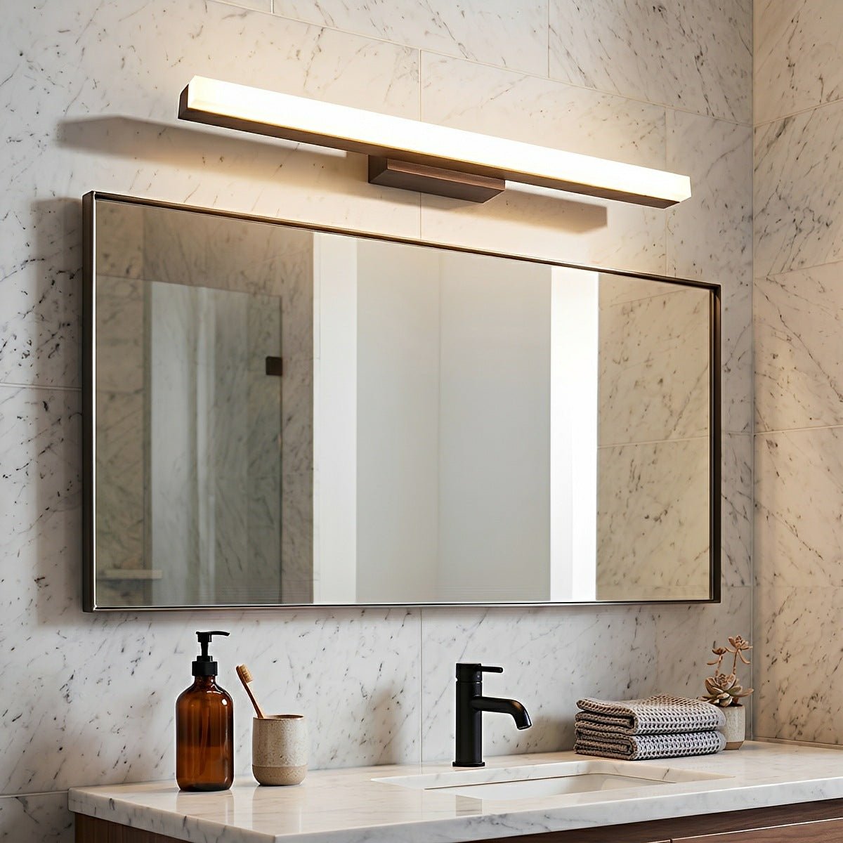 Modern Wood LED Vanity Light Minimalist Bathroom Mirror Wall Sconce - Flare Shack