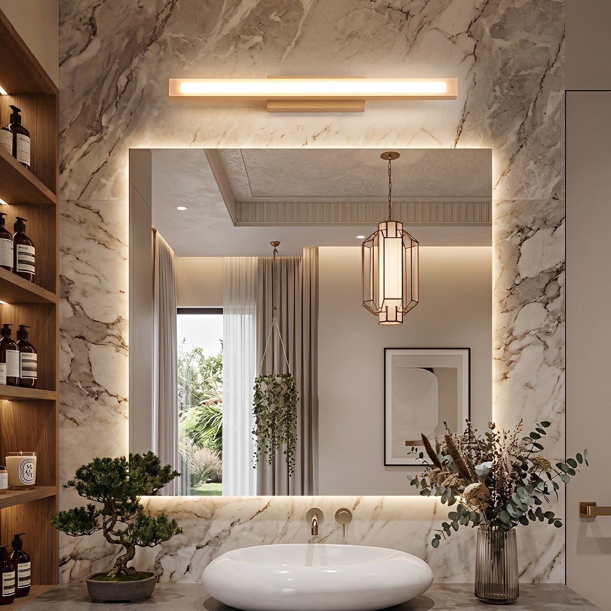 Modern Wood LED Vanity Light Minimalist Bathroom Mirror Wall Sconce