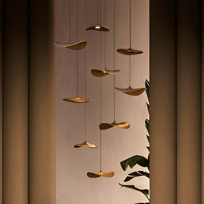 Modern Wood Natural Style Lotus Leaf LED Pendant Light - Flare Shack