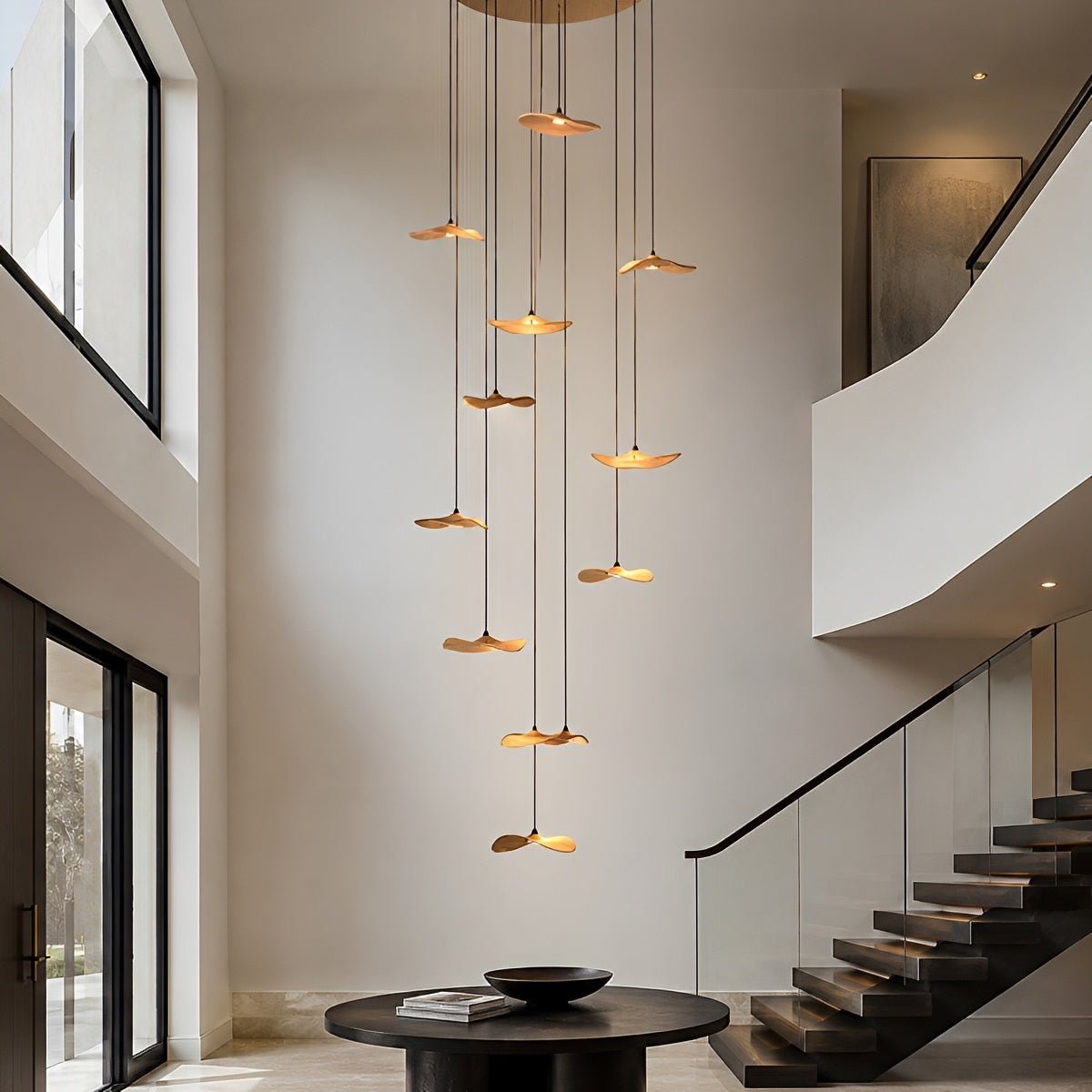 Modern Wood Natural Style Lotus Leaf LED Pendant Light
