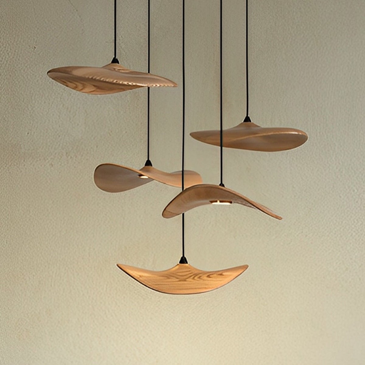 Modern Wood Natural Style Lotus Leaf LED Pendant Light - Flare Shack