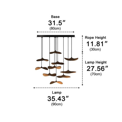 Modern Wood Natural Style Lotus Leaf LED Pendant Light