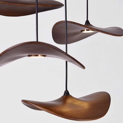 Modern Wood Natural Style Lotus Leaf LED Pendant Light