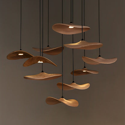 Modern Wood Natural Style Lotus Leaf LED Pendant Light - Flare Shack