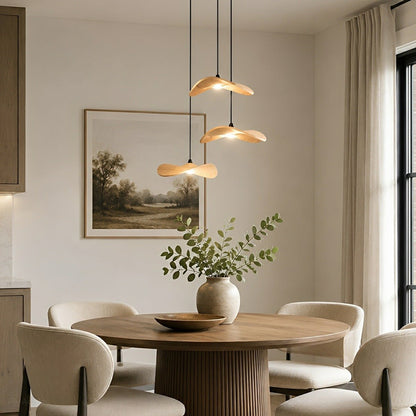 Modern Wood Natural Style Lotus Leaf LED Pendant Light