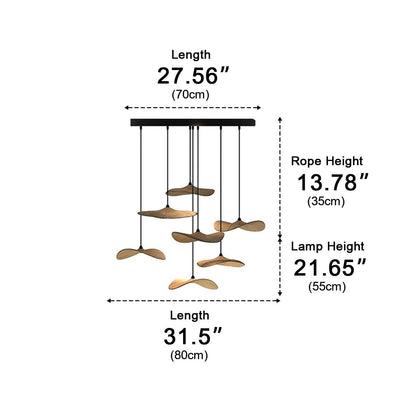 Modern Wood Natural Style Lotus Leaf LED Pendant Light