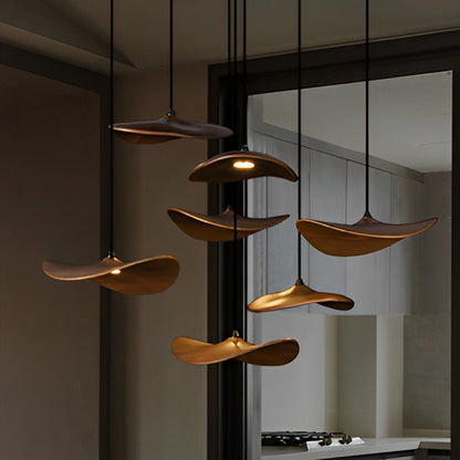 Modern Wood Natural Style Lotus Leaf LED Pendant Light - Flare Shack