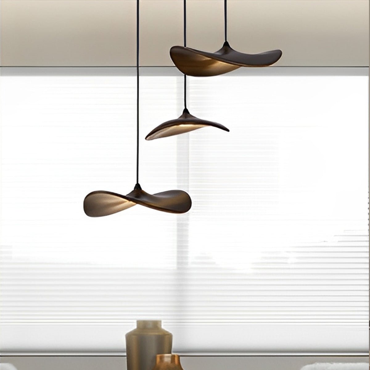 Modern Wood Natural Style Lotus Leaf LED Pendant Light - Flare Shack